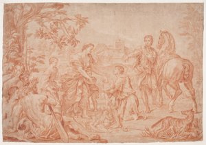 Romulus i Remus (Livy 1, 4). Studium po Carlo Marattis maleri i Sanssouci, Poczdam (udf. 1692 dla Niccolo Maria Pallavicini) autorstwa Hendrik Krock