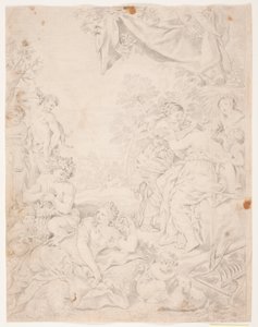 Solvalderen. Studie efter Pietro da Cortona kompozycja i Sala della Stufa, Palazzo Pitti, Florencja autorstwa Hendrik Krock
