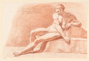 Akt męski w pozycji siedzącej, widziany z przodu (III nagroda 1779) autorstwa Hendrik Louw