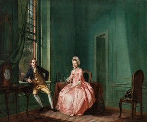 Poeta Johannes Nomsz i jego żona Anna Maria Telghorst w swoim salonie w Amsterdamie