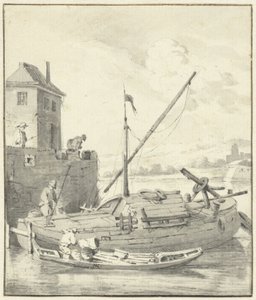 Barka przy murze miejskim autorstwa Hendrik Rietschoof