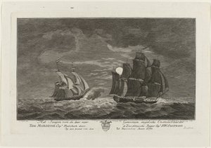 Polowanie na Sextroh na Mariannie, 1782 Polowanie na angielskiego żeglarza bałtyckiego Do genomów Marianne kpt. Philskerk przez Zierikzeesche Kaper kpt. J:W:Sextroh wieczorem 20 listopada Anno 1782 (tytuł na obiekcie)