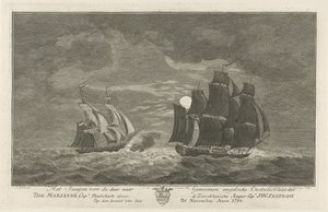 Polowanie na Sextroh na Mariannie, 1782 Polowanie na angielskiego żeglarza bałtyckiego Tam po genomy Marianne kpt. Philskerk przez Zierikzeesche Kaper kpt. J:W:Sextroh wieczorem 20 listopada Anno 1782 (tytuł na obiekcie)