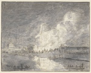 Pożar w młynie na Muiderdijk, ok. 1710