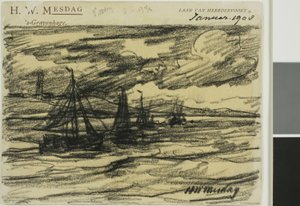 Statki na morzu autorstwa Hendrik Willem Mesdag