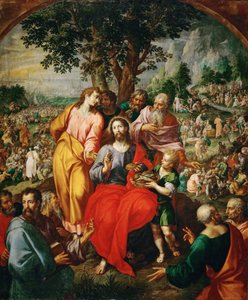 Cud pięciu chlebów i dwóch ryb (Rozmnożenie chleba) - Cud pięciu chlebów i dwóch ryb, Clerck, Hendrick, de (ok. 1560-1630). Olej na płótnie, ok. 1590. Format: 203x167 cm. Muzeum Historii Sztuki, Wiedeń autorstwa Hendrik de Clerck