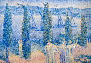 Küstenansicht mit Zypressen von Henri-Edmond Cross