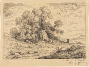 Grupa drzew ze skałami autorstwa Henri-Joseph Harpignies