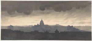 Bazylika św. Piotra widziana z Pincio, Rzym autorstwa Henri-Joseph Harpignies