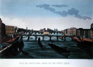 Pont des Arts i Pont Neuf, c.1815-20 (kolor grawerowany) autorstwa Henri (after) Courvoisier Voisin