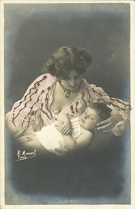Dziecko z matką (zdjęcie kolorowe) autorstwa Henri (after) Manuel