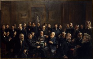 Portret zbiorowy członków Stowarzyszenia Francuskich Dziennikarzy Republikańskich autorstwa Henri Adolphe Laissement