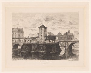 Gezicht op de Pont Notre-Dame Pompa Pont Notre Dame (tytuł na obiekcie) L