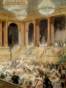 Recepcja daje Tuileries przez Napoleona III. Akwarela Henri Barona (1816-1885)