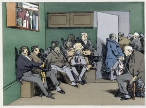 Dzień rozprawy - w „”Moralność administracyjna”” Henri Monnier autorstwa Henri Bonaventure Monnier
