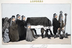 Internowanie ludowe, ilustracja z filmu „Londres” Henri Monniera, wyd. Paryż, ok.1828 (ręcznie kolorowana lito)