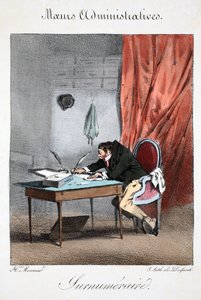 Superliczba, ilustracja z „Mores Administratives, Dessinées według natury” Henri Monniera, litografia Delpech, wyd. Paryż, ok.1828 (ręcznie kolorowana lito) autorstwa Henri Bonaventure Monnier
