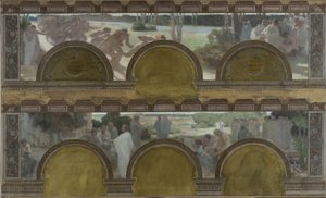 Szkic salonu przy północnym wejściu do Hôtel de Ville de Paris: Ćwiczenia fizyczne, ćwiczenia intelektualne autorstwa Henri Bonis