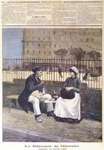 Obiad robotniczy, z Le Petit Journal, 1891 autorstwa Henri Cain