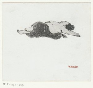 Leżąca Japonka z nagim torsem autorstwa Henri Charles Guérard (attributed to)