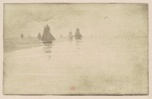 Łodzie w porannej mgle autorstwa Henri Charles Guérard