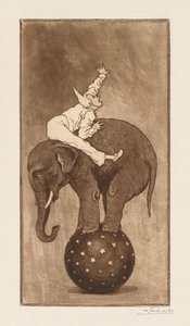 Słoń i klaun LElephant et le Clown, ok. 201 1889. autorstwa Henri Charles Guérard