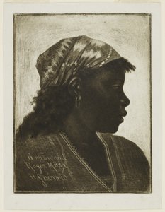 Głowa Murzynki, c.1888 (mezzotinta) autorstwa Henri Charles Guérard