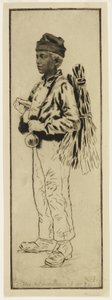 Le ramoneur (Kominiarz), ok. 1890 (akwaforta i sucha igła) autorstwa Henri Charles Guérard