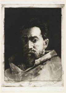 Autoportret, ok.1888 (akwaforta i sucha igła) autorstwa Henri Charles Guérard