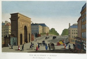 Widok na Porte St Martin - w „”Widokach Paryża”” autorstwa Courvoisier autorstwa Henri Courvoisier-Voisin