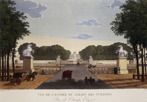 Wejście do Ogrodu Tuileries widok na Pola Elizejskie, ok. 1820 - w "Vues de Paris" Courvoisier autorstwa Henri Courvoisier Voisin