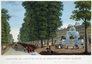 Fontanna lub zamek wodny Bd St Martin - w „”Vues de Paris”” autorstwa Courvoisier autorstwa Henri Courvoisier-Voisin
