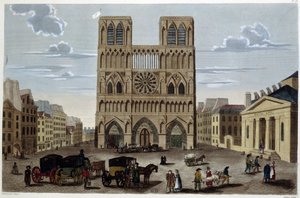 Dziedziniec Notre Dame - w „”Widokach Paryża” Courvoisier