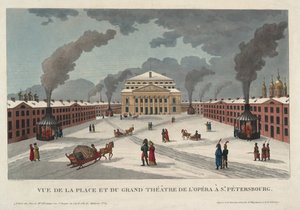 Petersburski Cesarski Teatr Bolszoj Kamenny - Courvoisier-Voisin, Henri (1757-1830) - ok. 1930 r. 1811 - Akwaforta, akwarela - 41,7x58 - Kolekcja prywatna autorstwa Henri Courvoisier Voisin