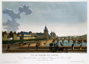Widok na targ kwiatowy, most wymiany i nowy most - w „”Vues de Paris”” autorstwa Courvoisier autorstwa Henri Courvoisier Voisin