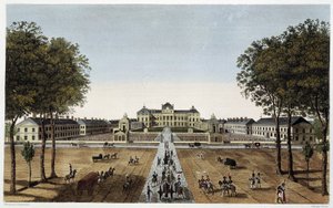 Widok Królewskiej Szkoły Wojskowej, widok od strony Avenue Vaugirard, ca. 1820 - w „”Widokach Paryża”” Courvoisier autorstwa Henri Courvoisier Voisin