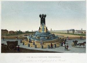 Widok Fontanny Triumfalnej w Bastylii - w „Widokach Paryża” Courvoisiera autorstwa Henri Courvoisier-Voisin