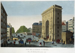 Widok na Porte de Saint-Denis - w „Widokach Paryża” autorstwa Courvoisier
