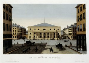 Widok na teatr Odeon - w „”Widokach Paryża”” Courvoisier autorstwa Henri Courvoisier-Voisin