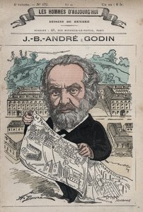 Familistere de Guise - Familistery of Guise i jej założyciel Jean-Baptiste (Jean Baptiste) Andre Godin (1817-88), z 