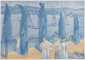 Krajobraz promenady z cyprysami, La Promenade Paysage aux cyprès, 1897. autorstwa Henri Edmond Cross
