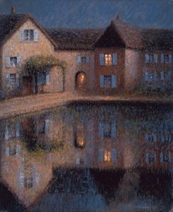 Dom nad wodą (olej na płótnie) autorstwa Henri Eugene Augustin Le Sidaner