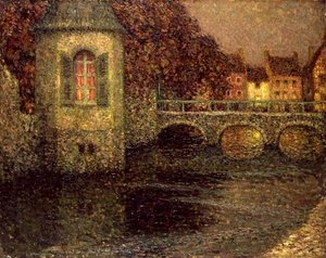 Noc w Normandii (olej na płótnie) autorstwa Henri Eugene Augustin Le Sidaner