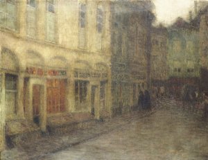 Plac w Ypres, Zmierzch, ok. 1898 (olej na płótnie) autorstwa Henri Eugene Augustin Le Sidaner