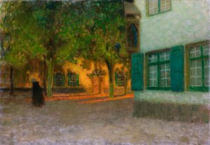 Dom z zielonymi okiennicami autorstwa Henri Eugene Augustin Le Sidaner