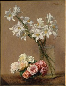 Róże i lilie autorstwa Henri Fantin-Latour