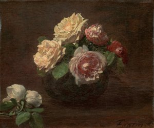 Róże w misce autorstwa Ignace Henri Jean Fantin-Latour