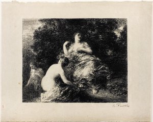 Kąpiel Kobiety, średni talerz autorstwa Ignace Henri Jean Fantin Latour