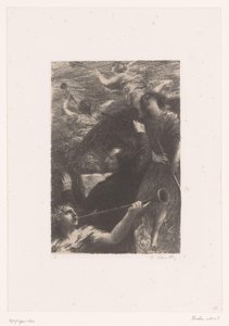Berlioz dyryguje pomiędzy czterema aniołami trąbiącymi Tuba mirum spargens sonum Życie i twórczość Hectora Berlioza (tytuł serii) autorstwa Ignace Henri Jean Fantin Latour