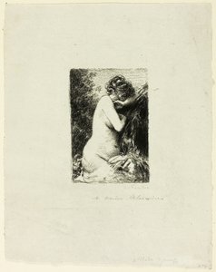 Płacząca kobieta: studium siedzącej kobiety we właściwym profilu autorstwa Ignace Henri Jean Fantin Latour